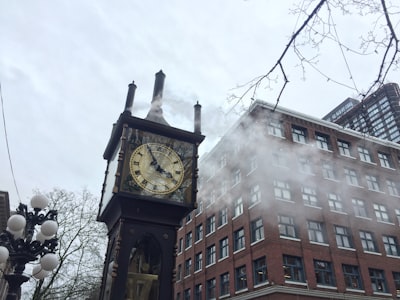 Watch the clock’s steam whistles and short performance
