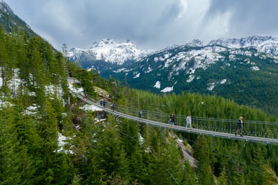 Crossing the Sky Pilot Suspension Bridge