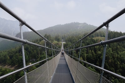 Crossing the suspension bridge