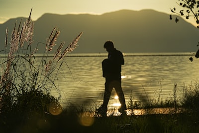 Scenic lakeside walking