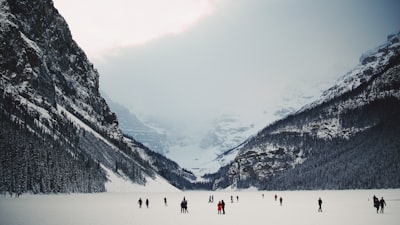Ice skating on the frozen lake